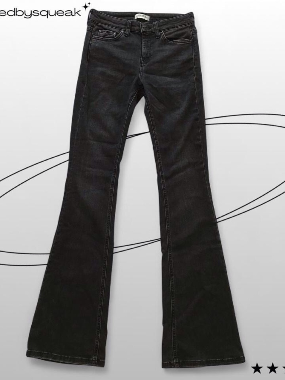 Zara Black Grey Bootcut Flare Jeans 2 Goth Boho Whimsigoth